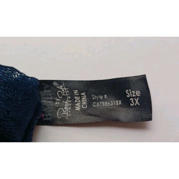 Pure Beauty Rene Rofe Bralette Size 3X Navy Blue Lace Wireless Lounge Bra - Picture 5 of 5